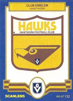 1986 Scanlens VFL #44 Hawthorn Hawks Front